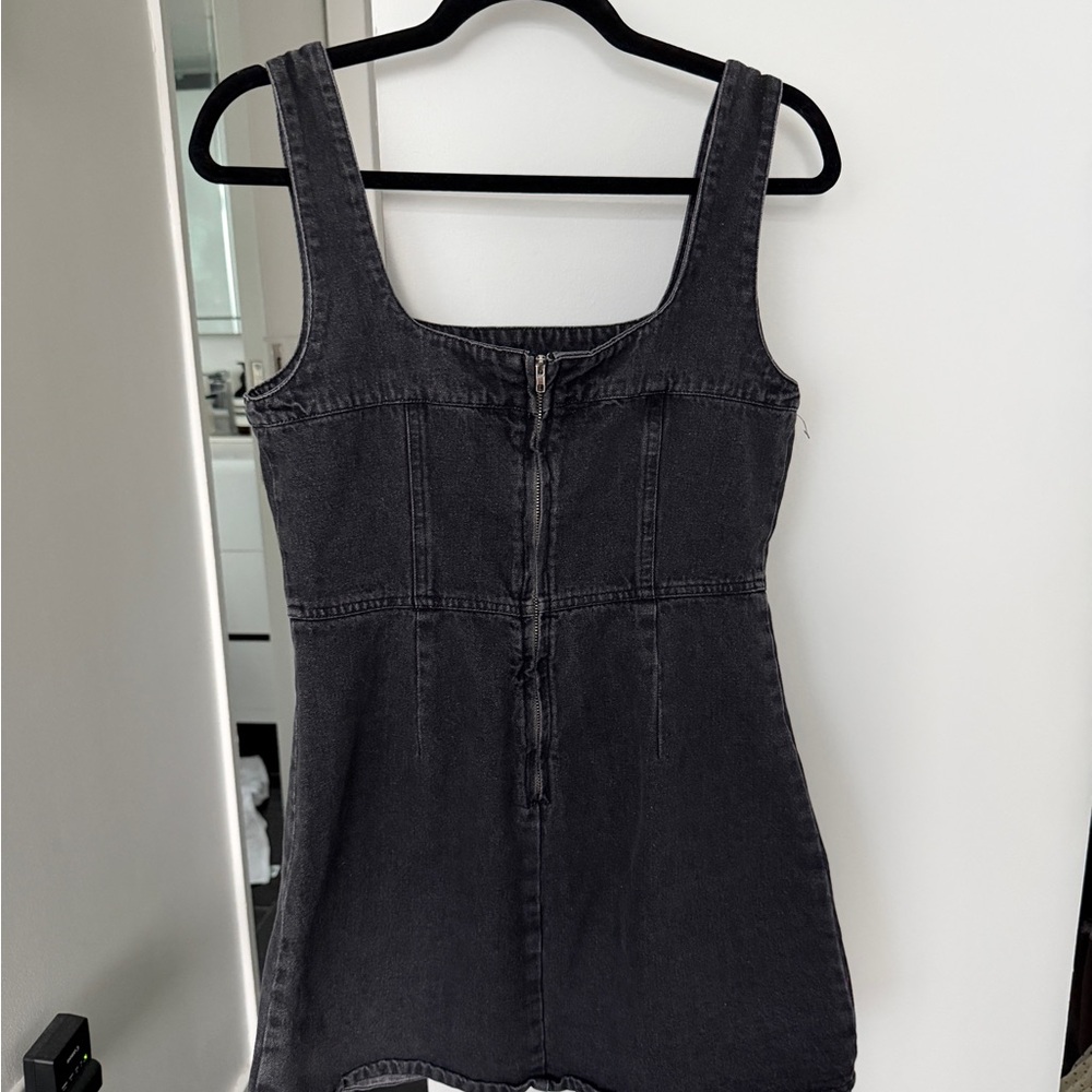 Lulu's Washed Black Denim Mini Dress - Picture 2 of 4